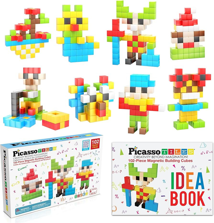 PicassoTiles 102pcs Pixel Magnetic Puzzle Cube 1” Pixel Mix & Match Toys with Ideabook STEM Edu... | Amazon (US)
