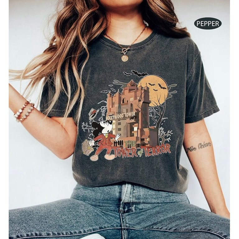 Retro Tower Of Terror Shirt, Mickey's Not So Scary, Disney Halloween Shirt, The Twilight Zone Tow... | Walmart (US)