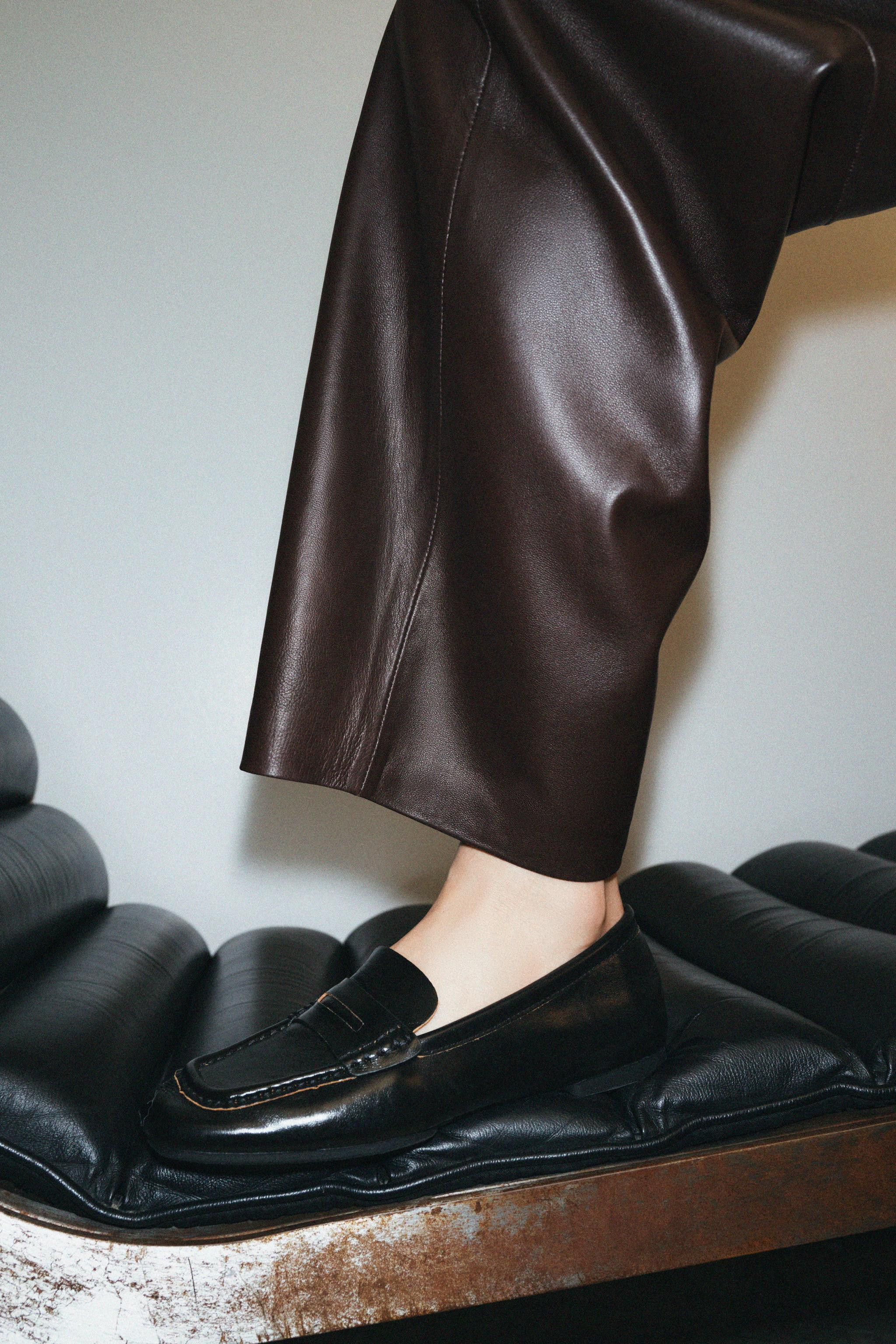 SQUARE TOE LEATHER LOAFERS | Zara US