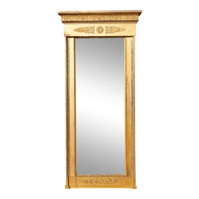 1820s French Neoclassical Giltwood and Gilt-Gesso Pier Mirror | Chairish