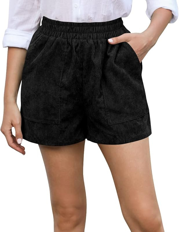 Imily Bela Womens Shorts Comfy Corduroy Elastic Waist Casual Summer Workout Athletic Running Shor... | Amazon (US)