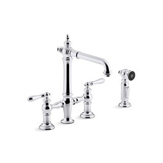 Kohler Artifacts Deck-Mount Bridge Kitchen Sink Faucet with Lever Handles and Sidespray | Bed Bath & Beyond