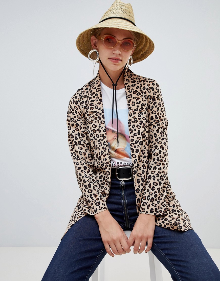 Stradivarius longline blazer leopard print - Multi | ASOS US