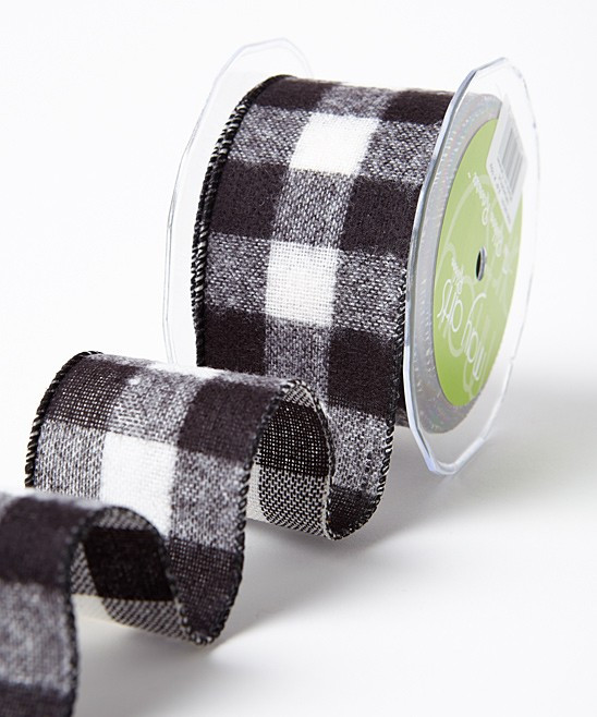 2.5'' White & Black Buffalo Check Ribbon | Zulily