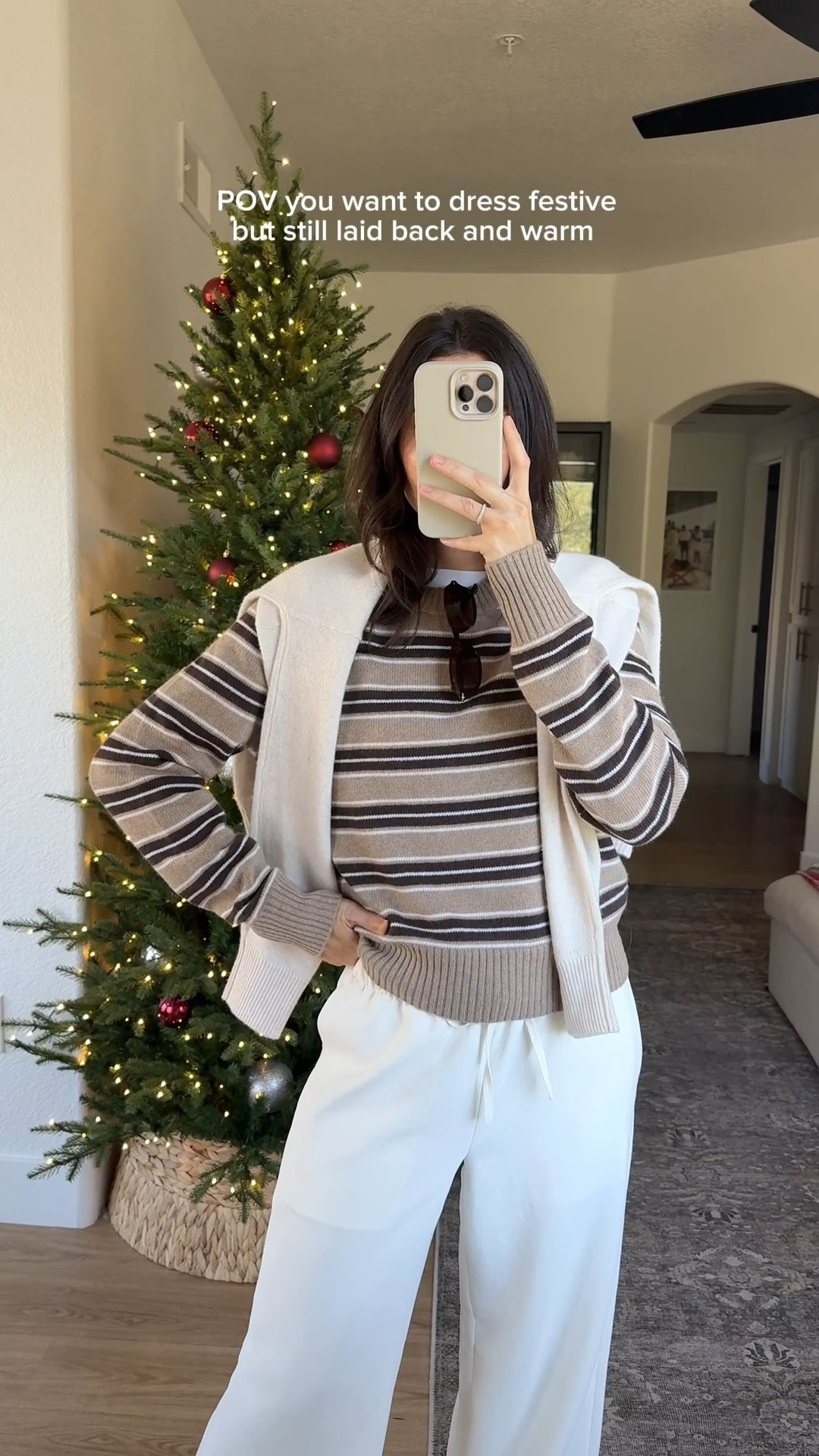 Gift-worthy winter essentials from @aritzia! I’m 5’7” and wearing a size small in everything except for the striped sweater and zip-up sweater, which I sized up to a medium in. I typically wear a size small/25/2 in everything at Aritzia. #aritziapartner
