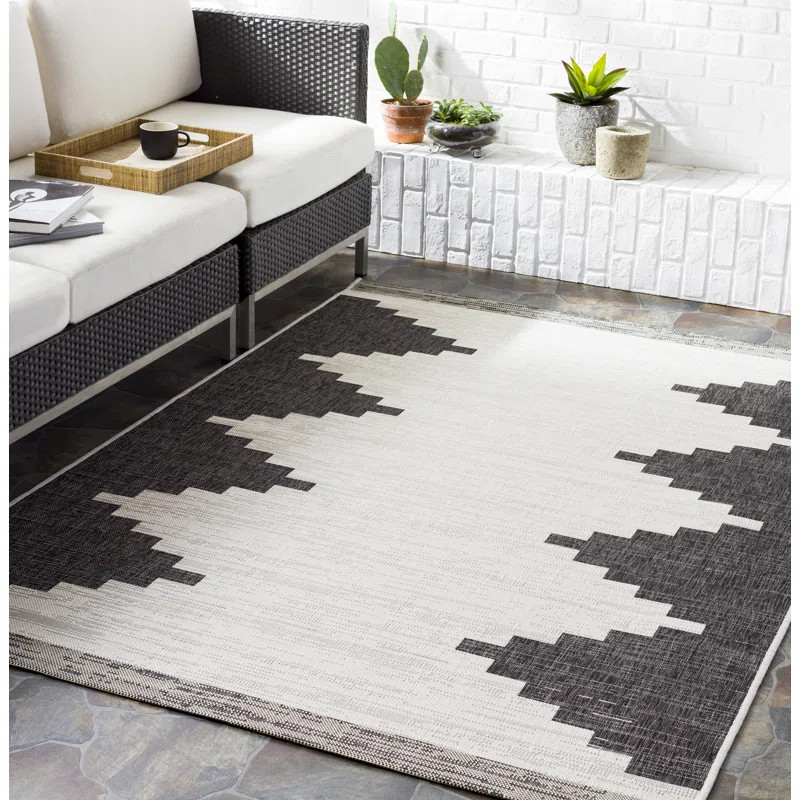 Foundry Select Tianna Southwestern Black/Ivory Indoor / Outdoor Area Rug | Wayfair North America