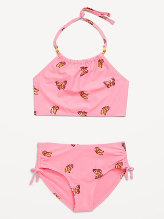 Printed Beaded Halter Bikini Swim Set for Girls | Old Navy (US)