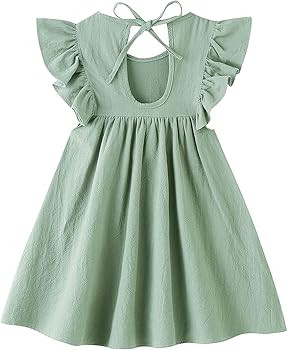 JNKLWPJS Toddler Linen Dress Baby Girls Ruffle Halter Sleeveless Casual Party Dresses | Amazon (US)