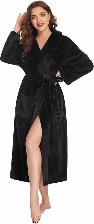 Ekouaer Womens Soft and Warm Fleece Bathrobe Kimono Spa Robe | Amazon (US)