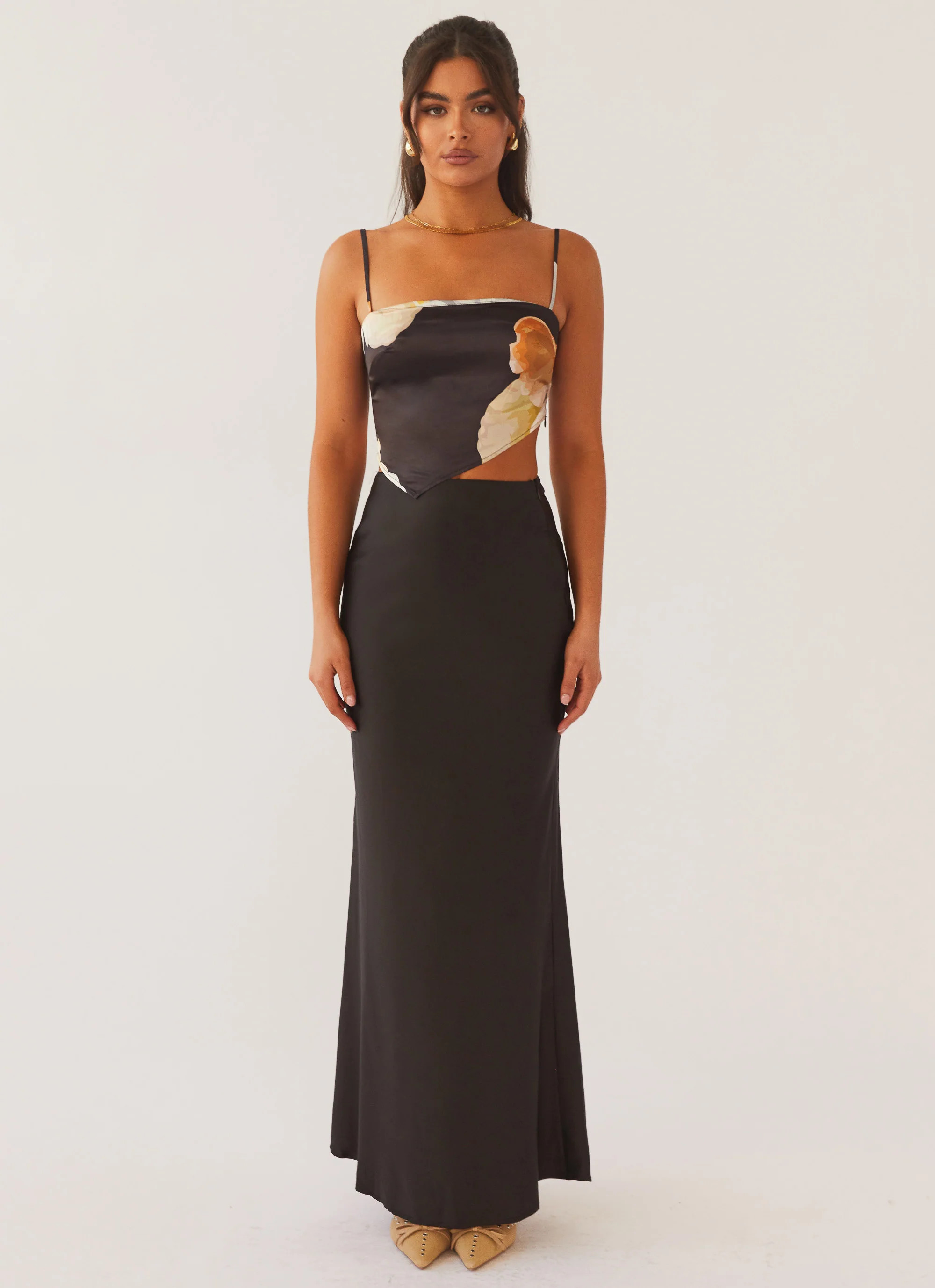 Kara Satin Maxi Skirt - Black | Peppermayo (Global)