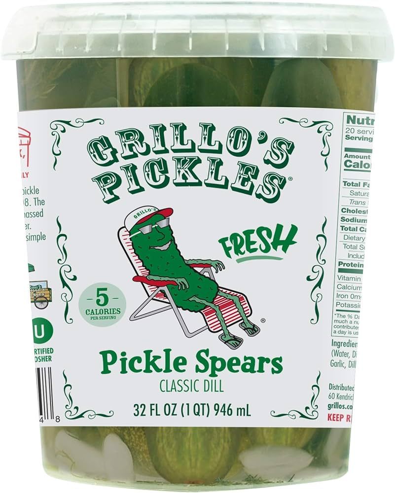Grillo's Pickles Classic Dill Pickle Spears, 32 Fl Oz | Amazon (US)