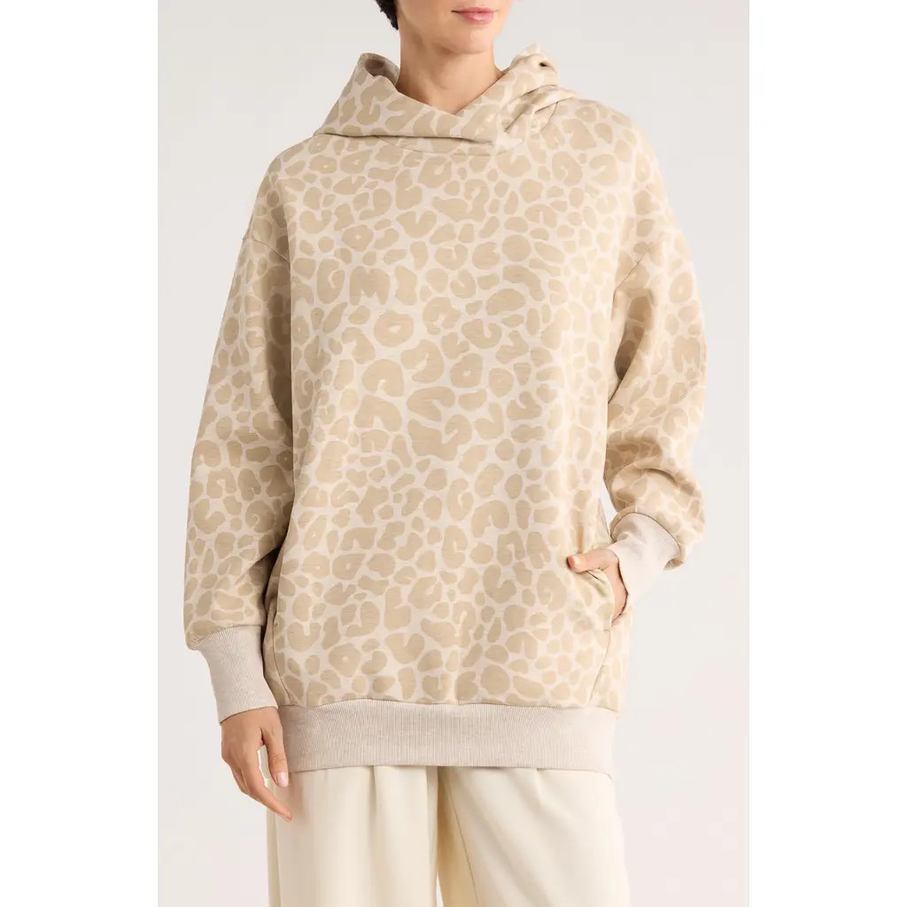 BOSS Erkunden Oversize Hoodie in Brown/Open White at Nordstrom Rack, Size Large | Nordstrom Rack