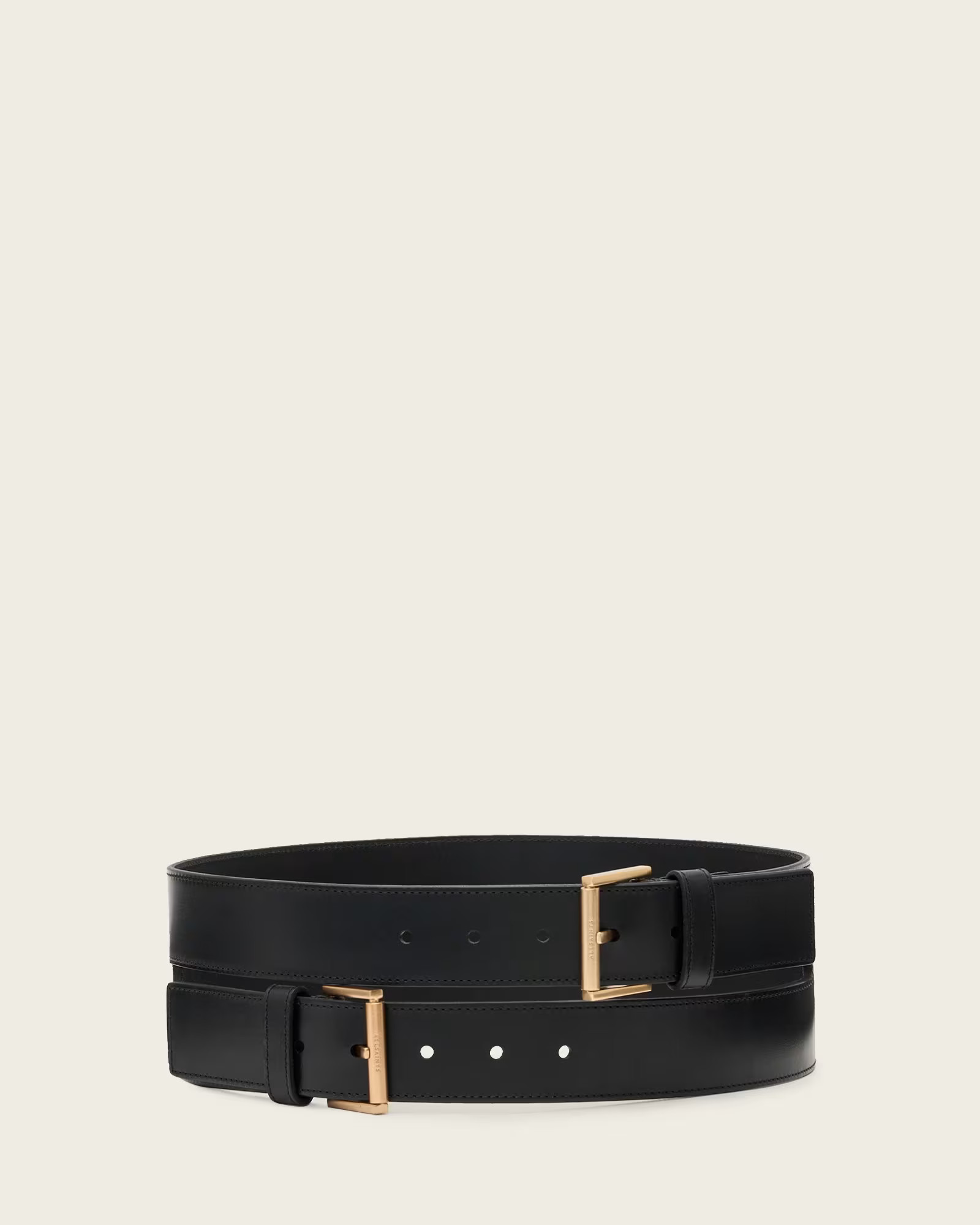 Rei Leather Waist Belt BLACK/WARM BRASS | ALLSAINTS US | AllSaints US