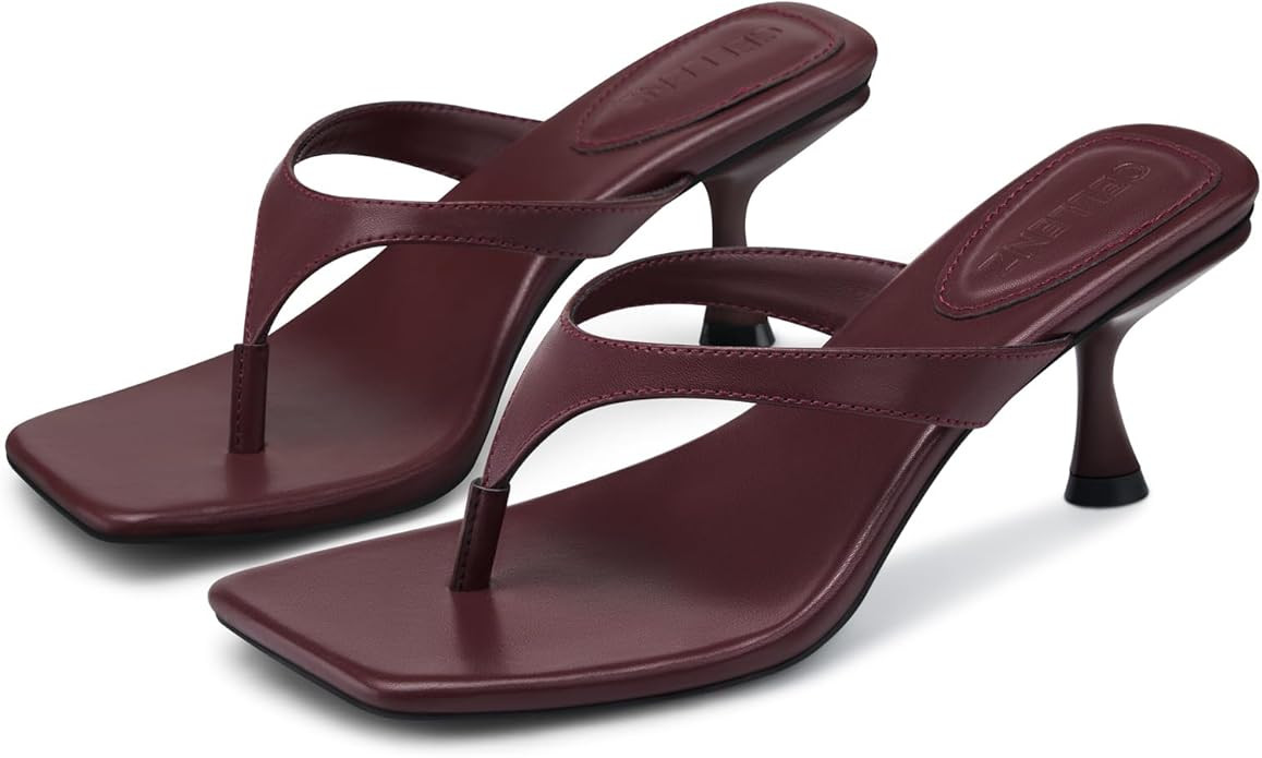 CELLENZ Women Kitten Heels Sandals: 2.5 Inch Heeled Flip Flop | Amazon (US)