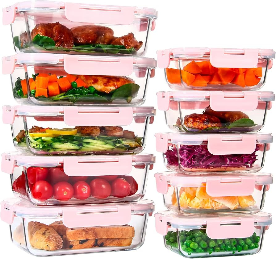 UMEIED 10 PACK Glass Food Storage Containers with Leak Proof Lids, Glass Airtight Meal Prep Conta... | Amazon (US)