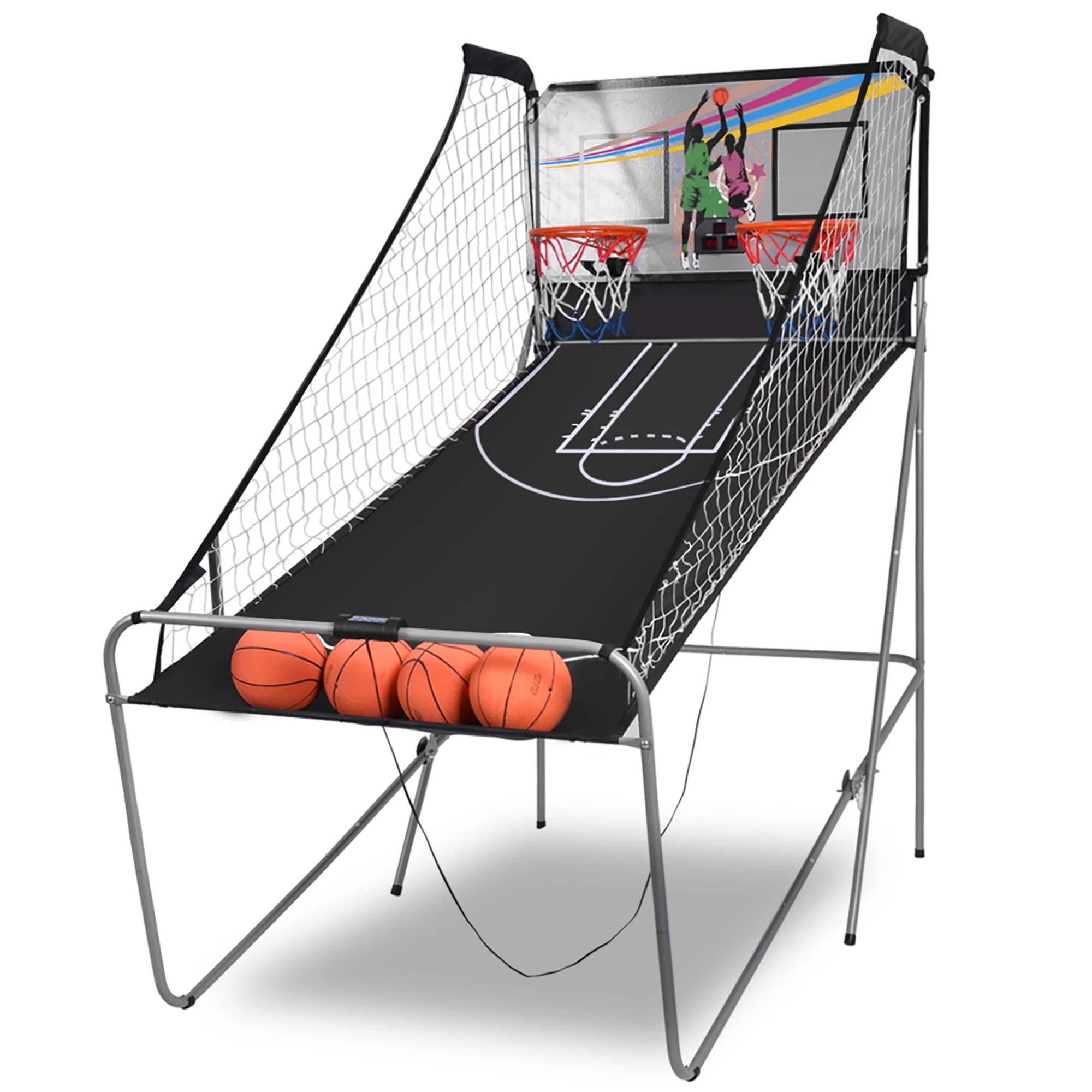Costway Indoor Basketball Arcade Game Double Electronic Hoops shot 2 Player W/ 4 Balls | Walmart (US)