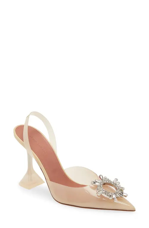 Amina Muaddi Begum Transparent Pointed Toe Slingback Pump in Vanilla at Nordstrom, Size 9Us | Nordstrom