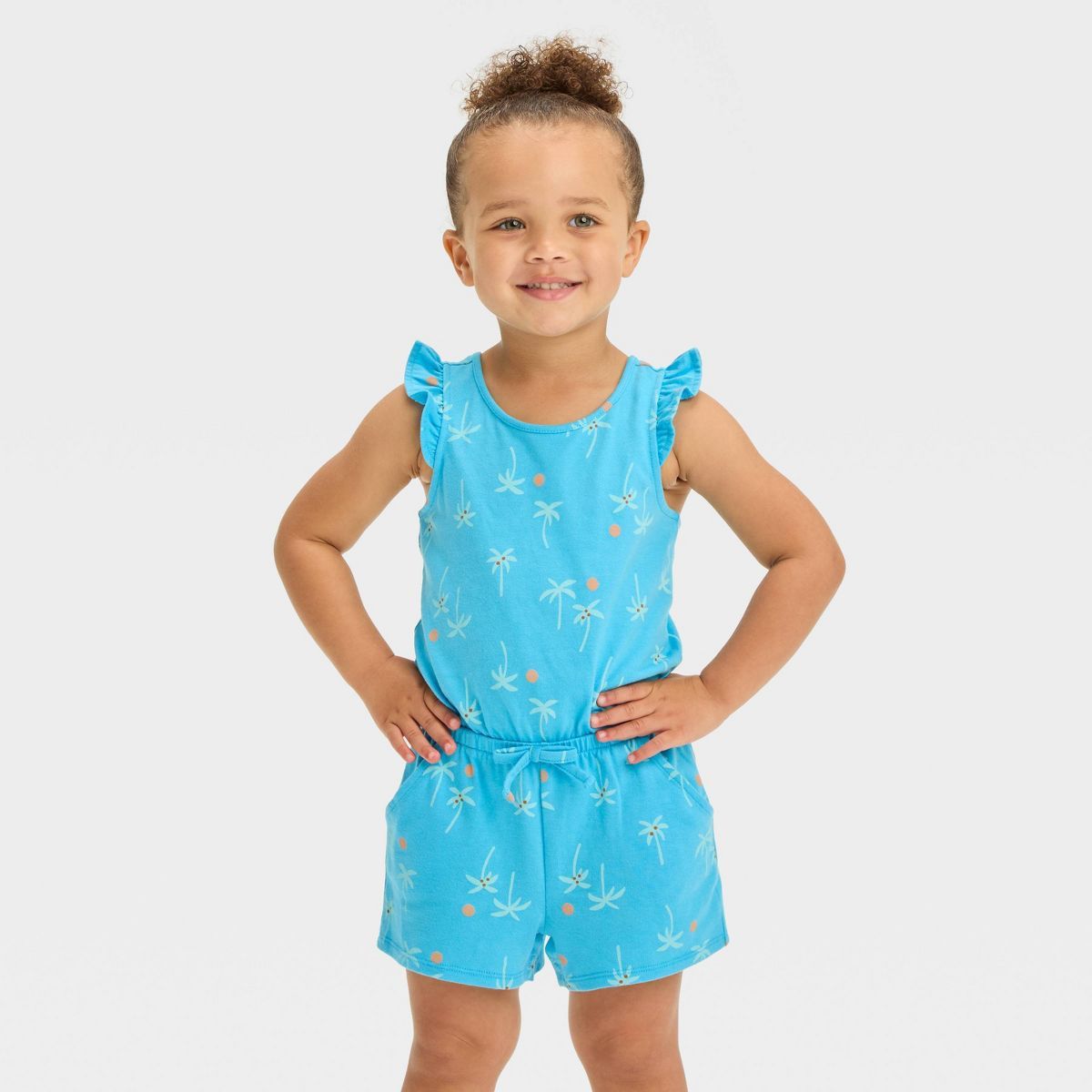 Toddler Girls' Ocean Palm Trees Romper - Cat & Jack™ Blue | Target