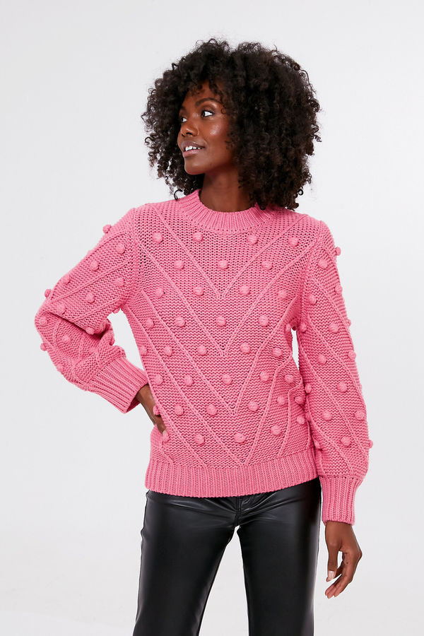 Punchy Pink PomPom Lainey Sweater | Tuckernuck (US)