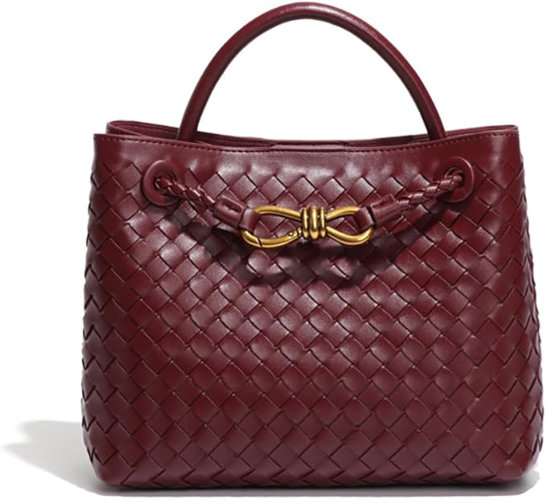 Women's Handmade Woven Top-handle Bag Ladies' Fashion Leather Shoulder Handbag Crossbody Purse | Amazon (US)