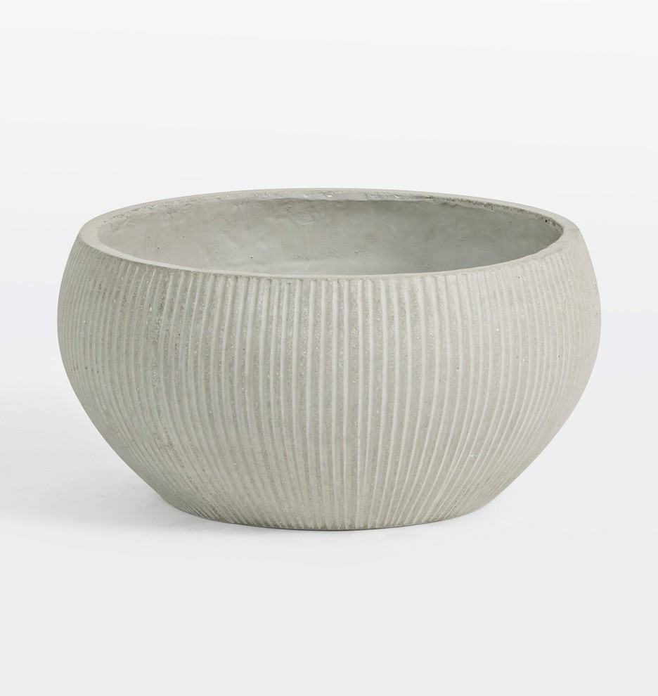 15.7" Diameter Cement Modern Textured Bowl Planter
 | Rejuvenation | Rejuvenation