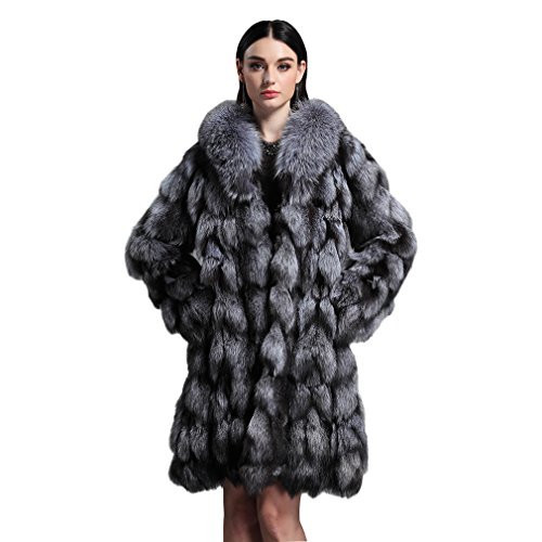 Fur Story Women's Genuine Fox Fur Coat Thick Warm Fur Jacket Long Winter Coat With Collar | Amazon (US)