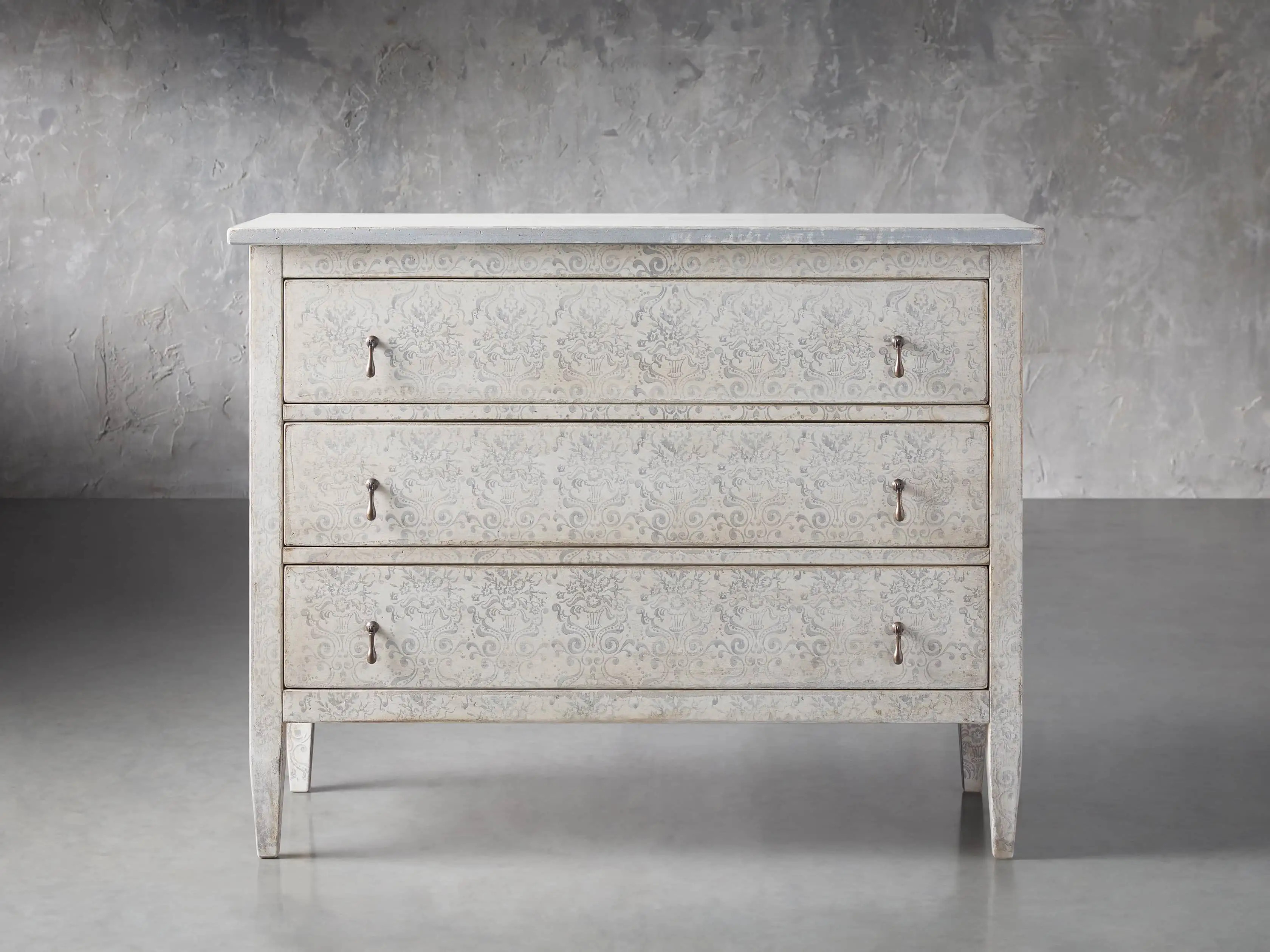 Amalfi Three Drawer Chest in Bianco | Arhaus