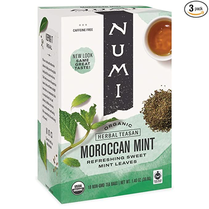 Numi Organic Tea Moroccan Mint, Tea Bags, Herbal Teasan, 18 Count, Pack of 3 | Amazon (US)