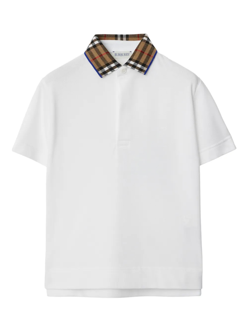 Burberry Kids check-collar cotton polo shirt - White | Farfetch Global