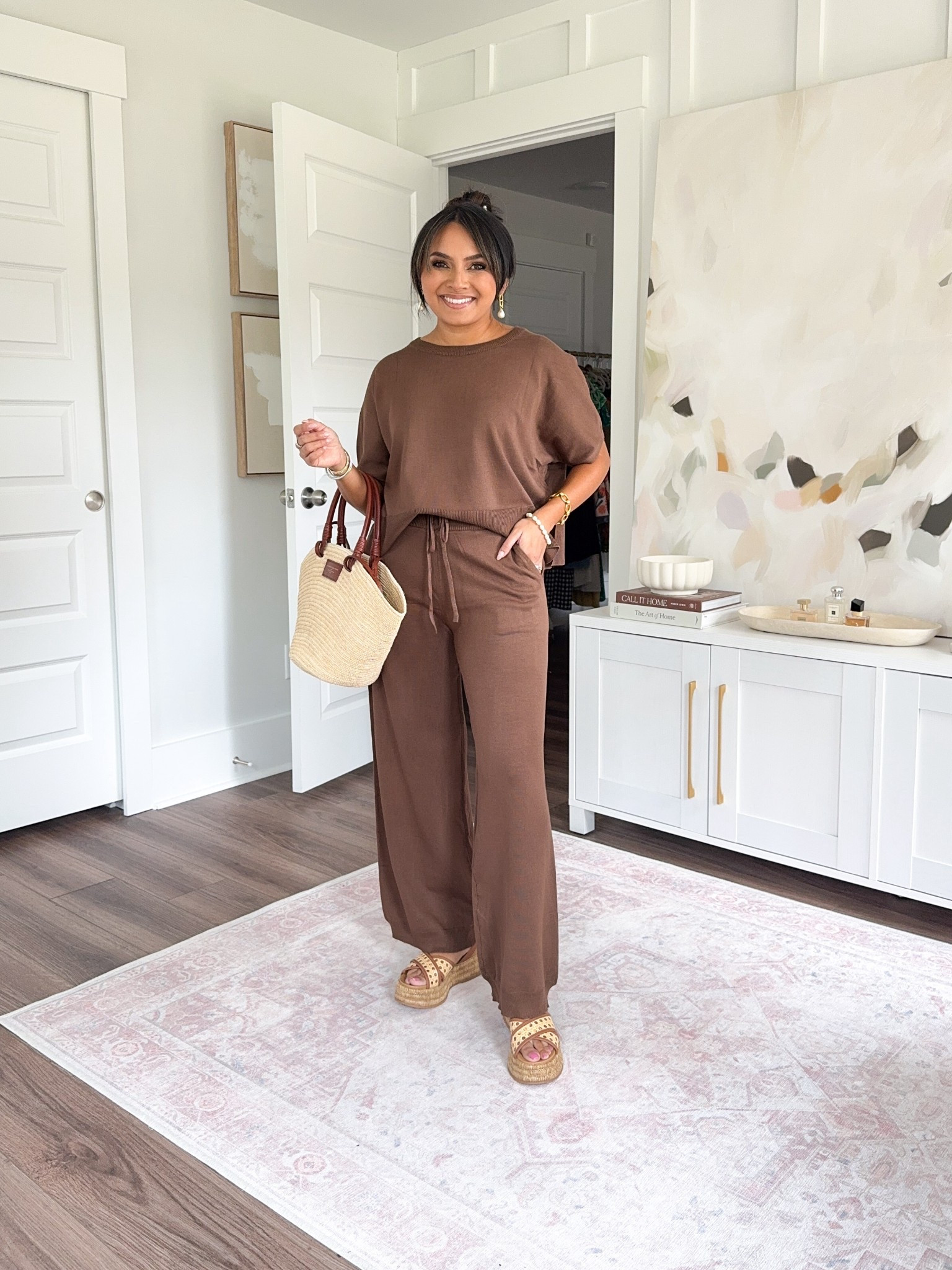 Brown matching set size small TTS - i can wear these pants with flats!
Wedge sandals size 5 TTS


#LTKStyleTip #LTKPetite #LTKFindsUnder50