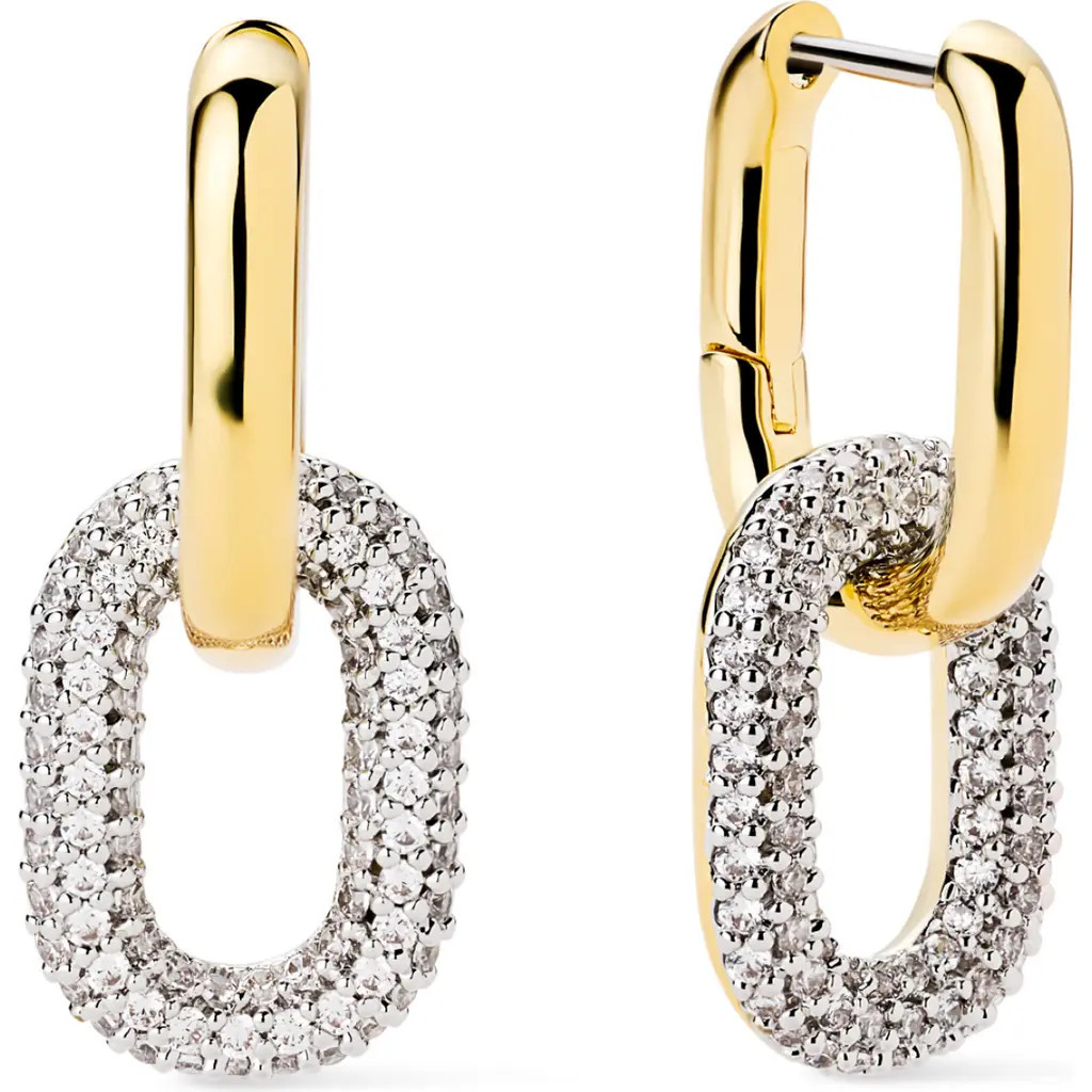 Ana Luisa Rox Mini Double Hoop Drop Earrings in Gold /Clear at Nordstrom | Nordstrom