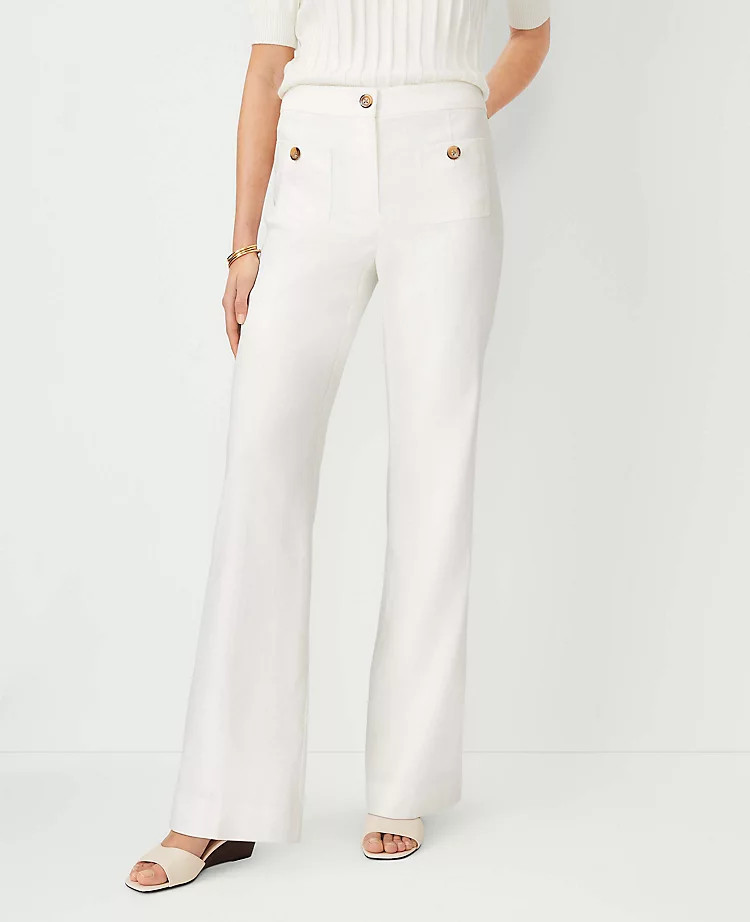 The Patch Pocket Wide Leg Boot Pant in Dobby Linen Blend | Ann Taylor (US)