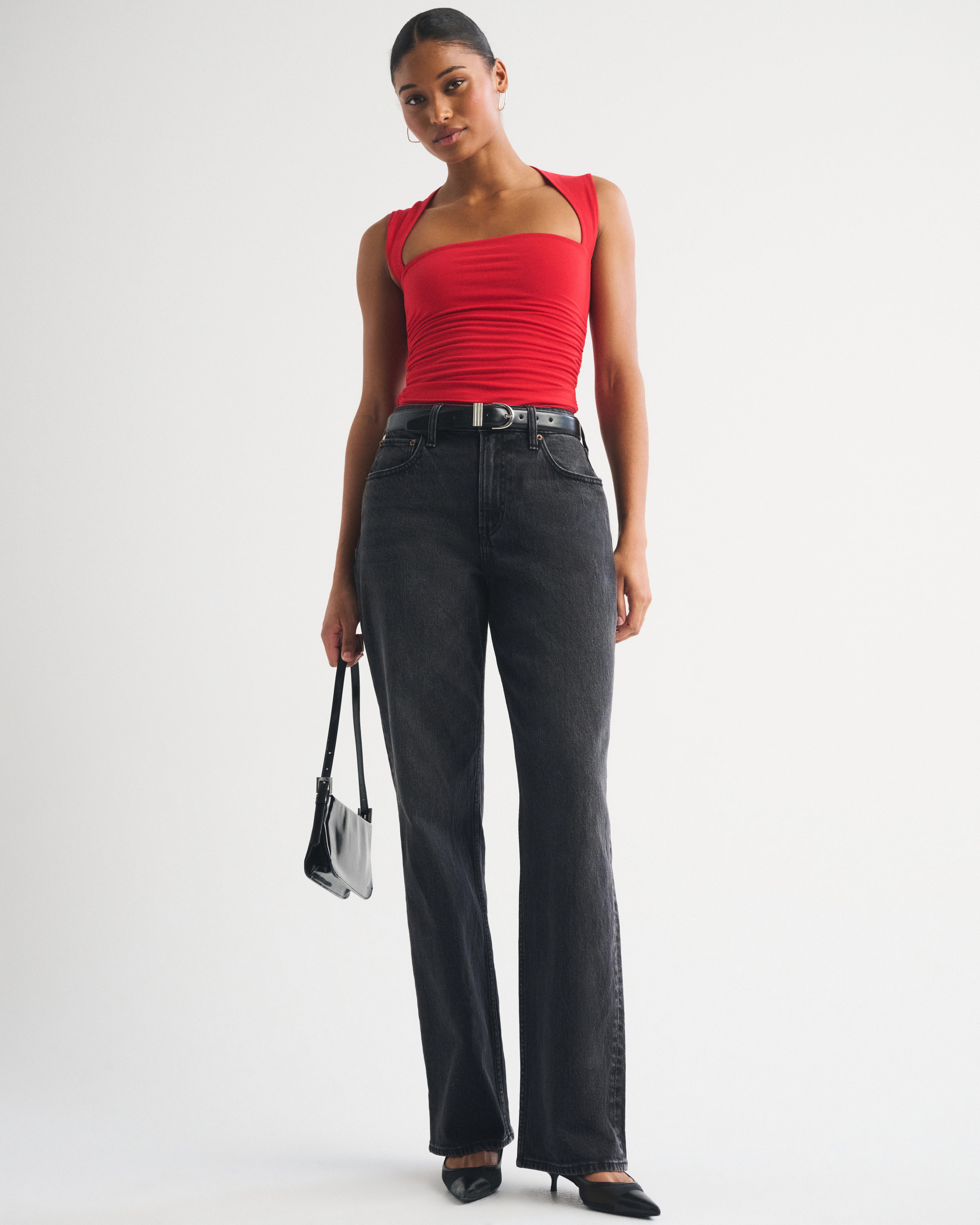 Curve Love High Rise 90s Relaxed Heart Embroidered Jean | Abercrombie & Fitch (US)