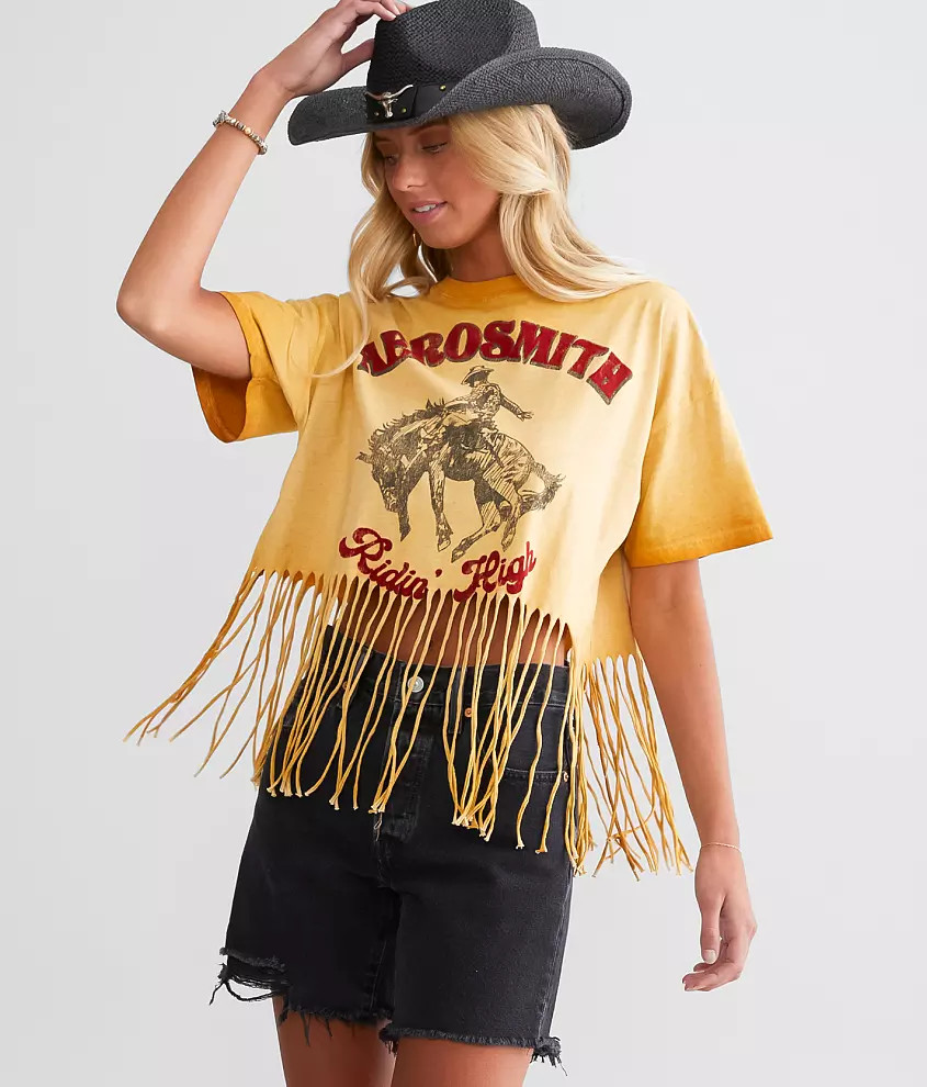 Aerosmith Band Cropped Fringe T-Shirt | Buckle