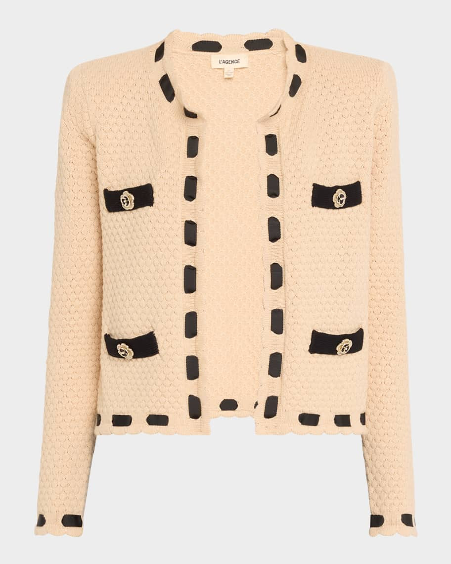 L'Agence Astor Contrast Trim Cardigan | Neiman Marcus