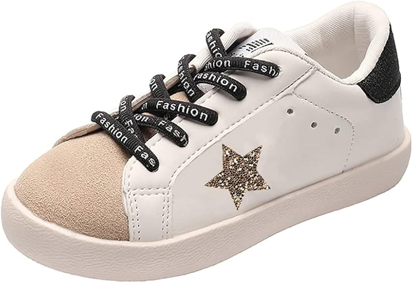 XinYiQu Kids Sparkle Star Sneakers Casual Sports Running Shoes for Girls Boys | Amazon (US)
