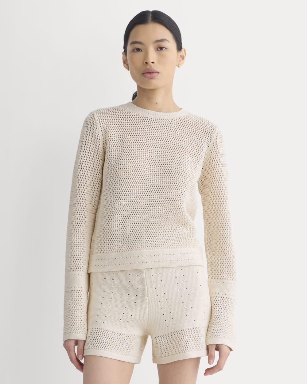 Open Knit Long-Sleeve Crew in Everyday Cotton | Canvas | Everlane