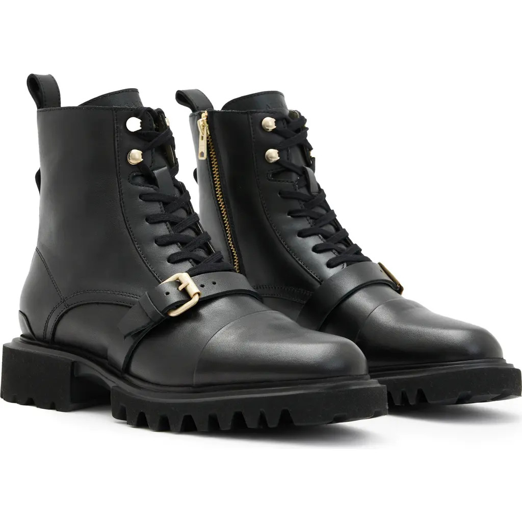 AllSaints Tori Lug Sole Boot in Black/warm Brass at Nordstrom Rack, Size 11Us / 41Eu | Nordstrom Rack