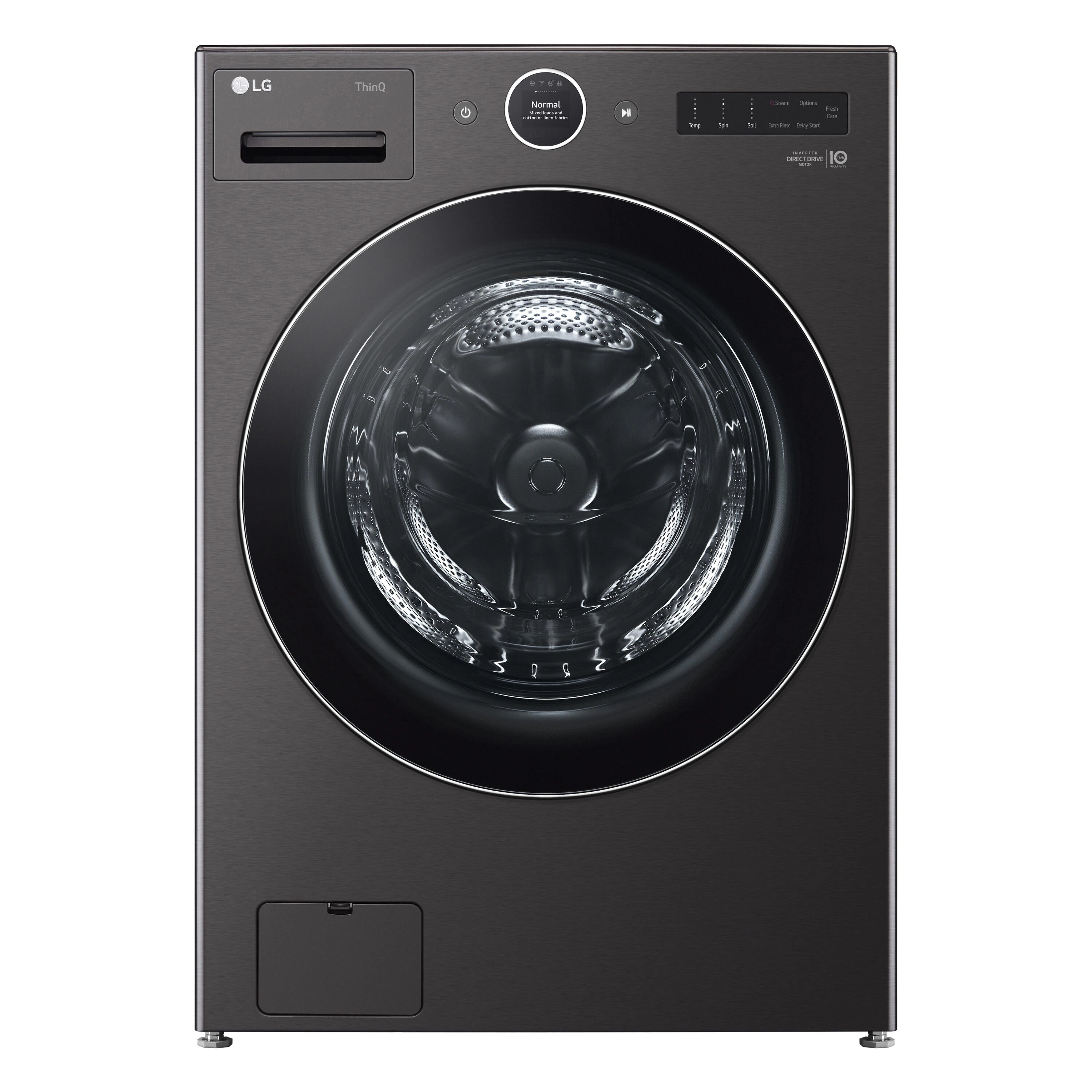 LG Stackable Large ( 5.0-cu ft ) Front-Load Washer with Steam Cycle ( Black Steel ) | WM6700HBA | Lowe's