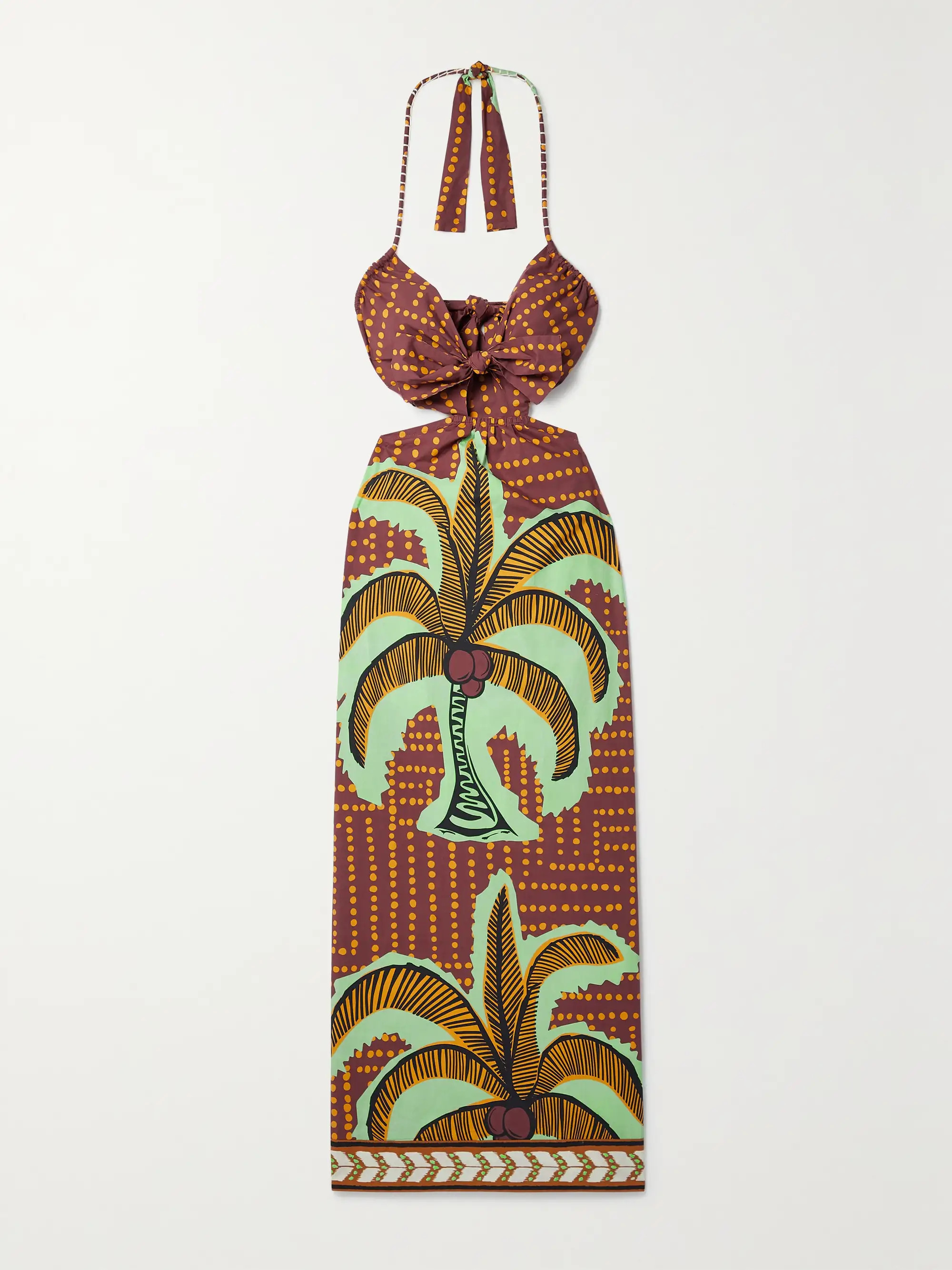 JOHANNA ORTIZ Congo River cutout halterneck printed cotton-poplin midi dress | NET-A-PORTER | NET-A-PORTER (US)