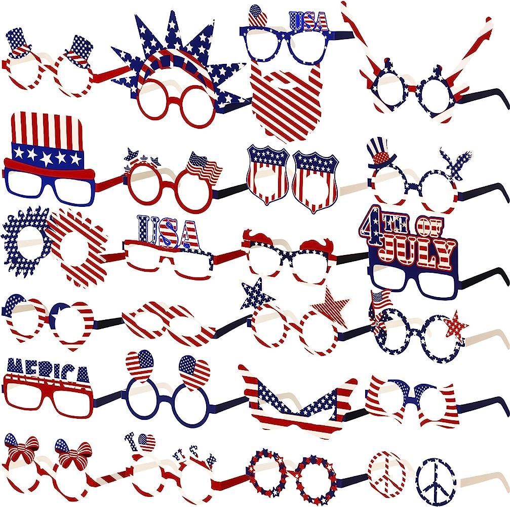 24 Pack American Flag Glasses Patriotic Party Eyeglasses Fancy US Flag Sunglasses American Flag E... | Amazon (US)