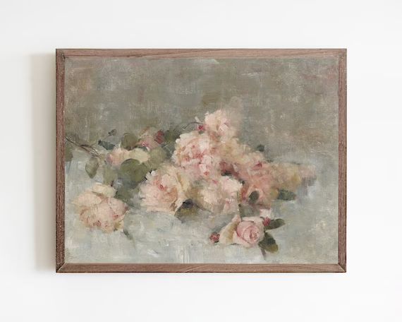Rose art, vintage flower print, antique art, vintage rose painting, floral painting, vintage art,... | Etsy (US)