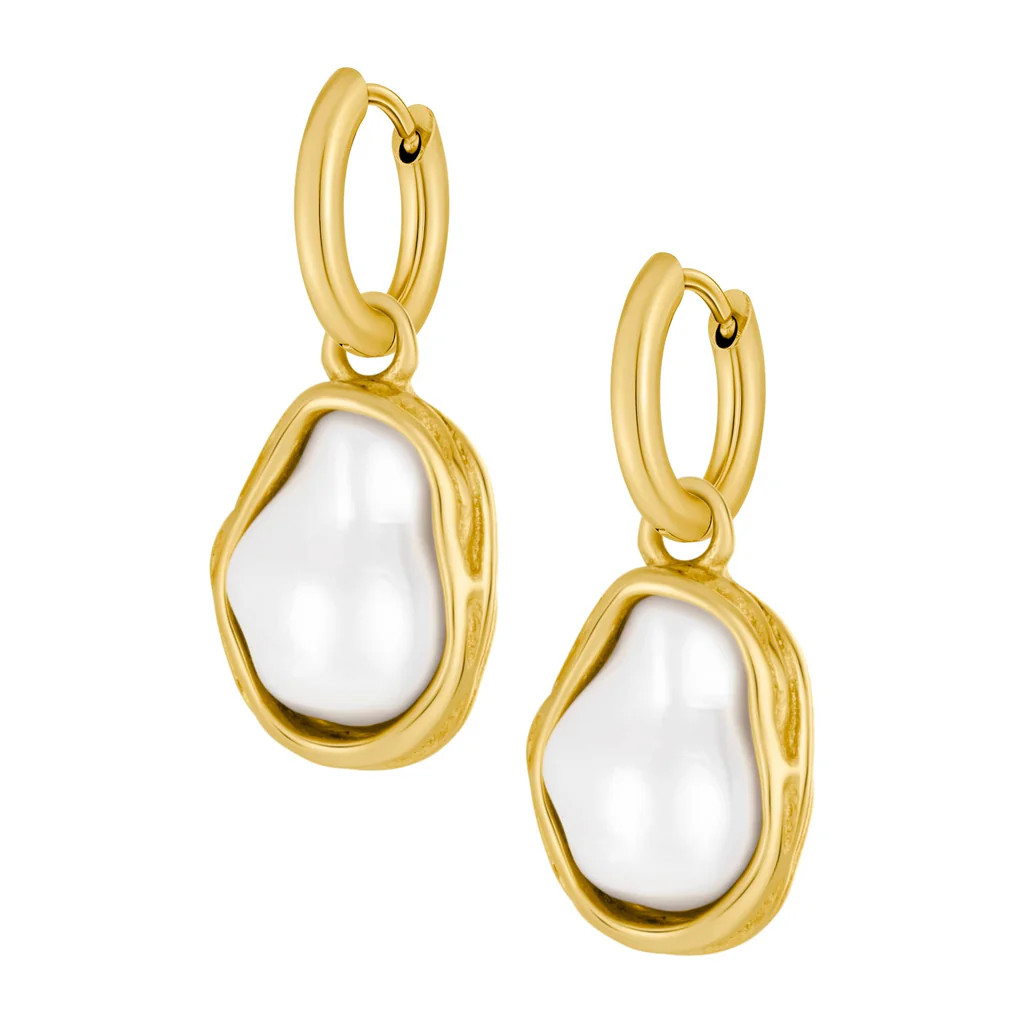 Laurel Pearl Hoop Earrings | Bohomoon UK