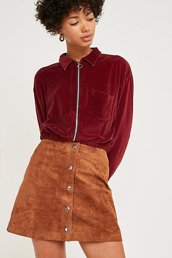 UO Jonie Tan Suede Mini Skirt - Brown XS at Urban Outfitters | Urban Outfitters (US and RoW)