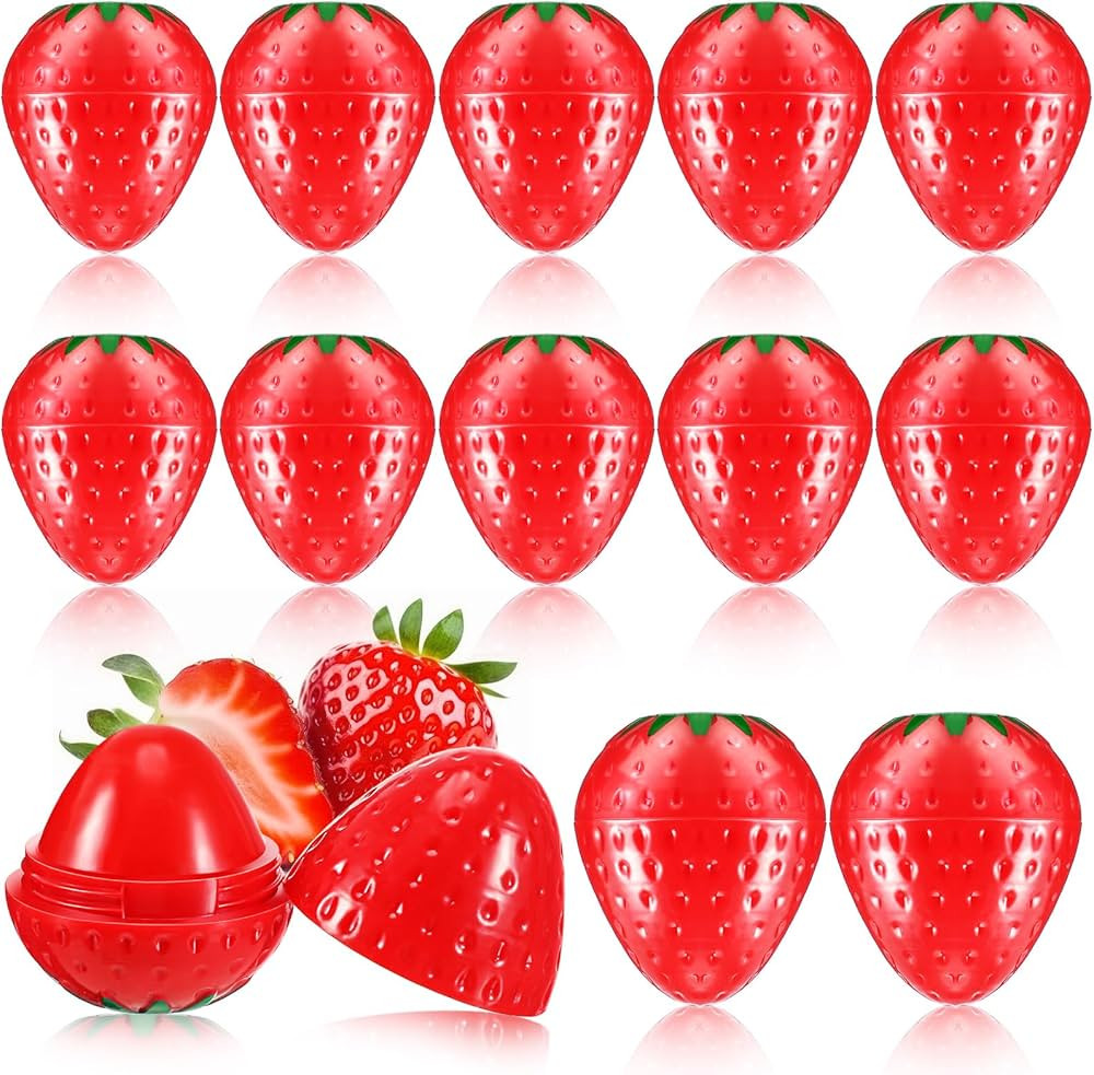 12 Pcs Cute Lip Balm Strawberry Wrinkle Repair Moisturizing and Plumping Lasting Hydrating Strawb... | Amazon (US)