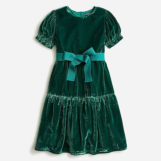 Girls' puff-sleeve velvet dress | J.Crew US