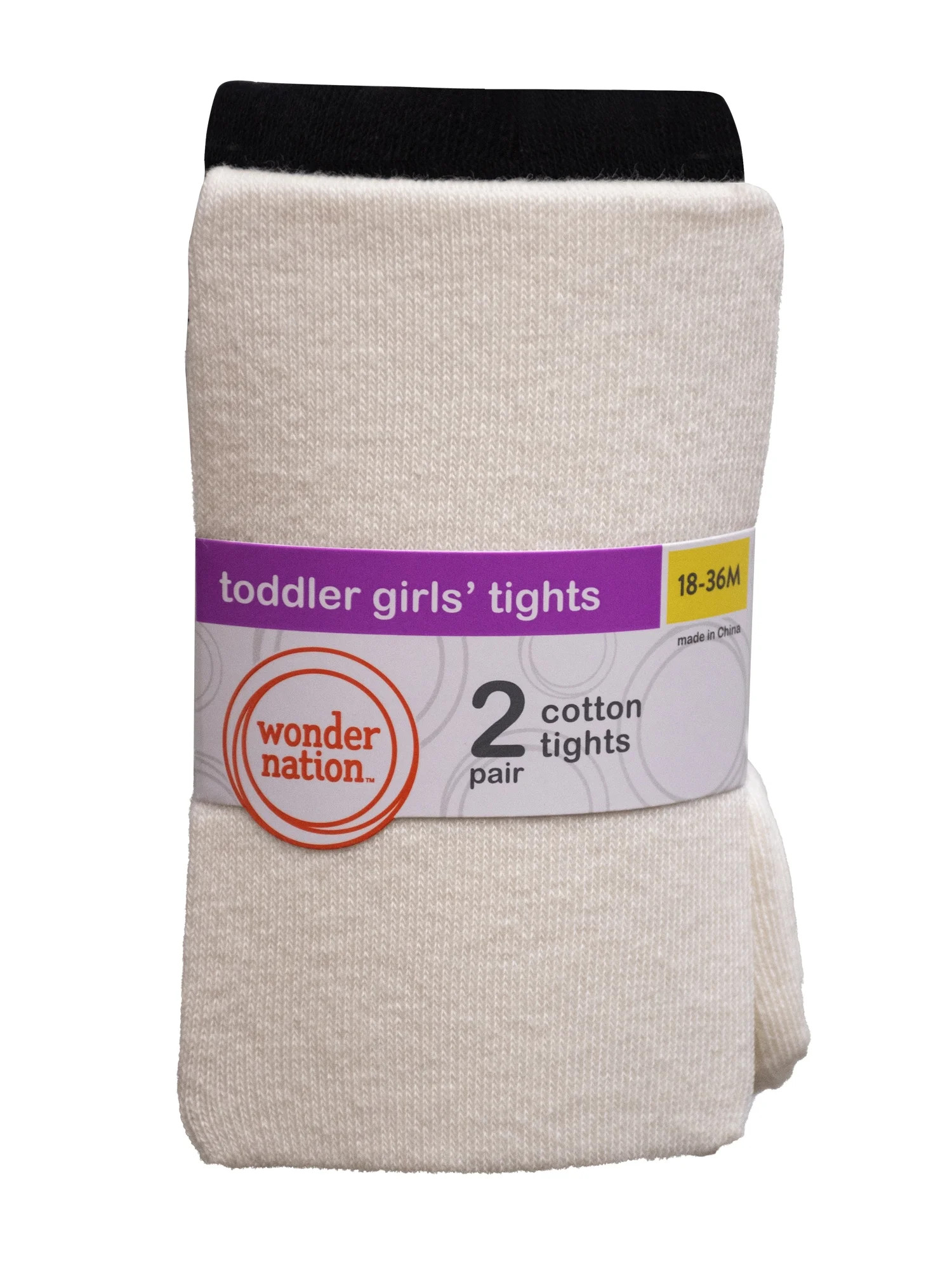 Wonder Nation Baby & Toddler Girls Flat Cotton Tights, 2 Pack, Sizes 0M-5T | Walmart (US)