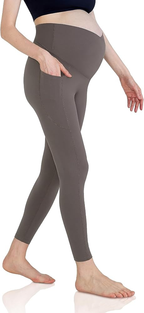 POSHDIVAH Women's Maternity Leggings Over The Belly V Crossover High Waisted Pregnancy Yoga Pants... | Amazon (US)