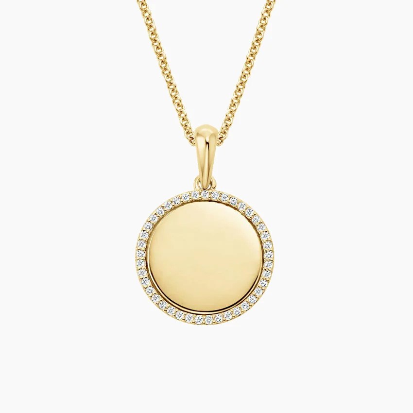 Engravable Diamond Disc Pendant (1/6 ct. tw.) in 14K Yellow Gold | Brilliant Earth