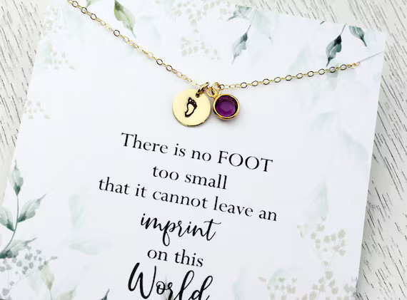 Baby Footprint Disc Miscarriage Jewelry |Angel Wing Necklace | Birthstone Necklace | Infant Loss ... | Etsy (US)